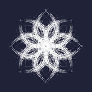 mindfulness artwork white on black geometric spiral pattern.